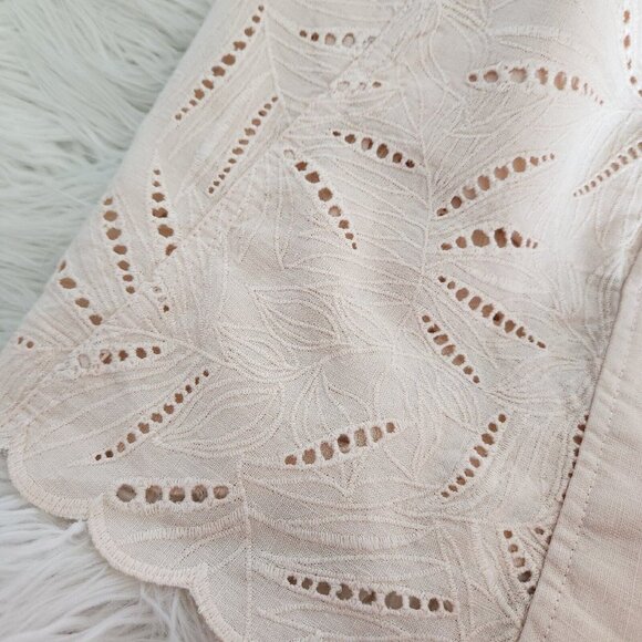 Chico’s 100% Linen Jacket Women’s  Zip Long Size 2 M 12  Eyelet Cutouts Pink‎ - Picture 14 of 16